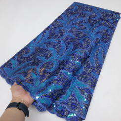 Clearance sale African lace French Sequins Nigerian  Tulle Embroidered Net Lace For Sewing Women Dresses High Quality 5 Yards