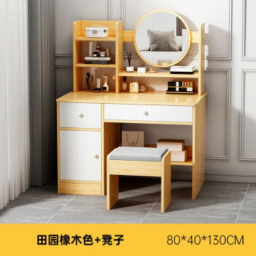 European Classic Dressing Table Mirror Chair Comfortable Multifunction Dresser Table Black Vanity Coiffeuse Home Furniture