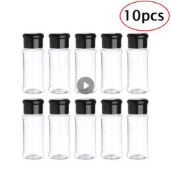 10Pcs/Set 100Ml Spice Salt Pepper Shakers Black Seasoning Jar Can Sugar Pepper Bottle Barbecue Condiment Kitchen Gadget Tools