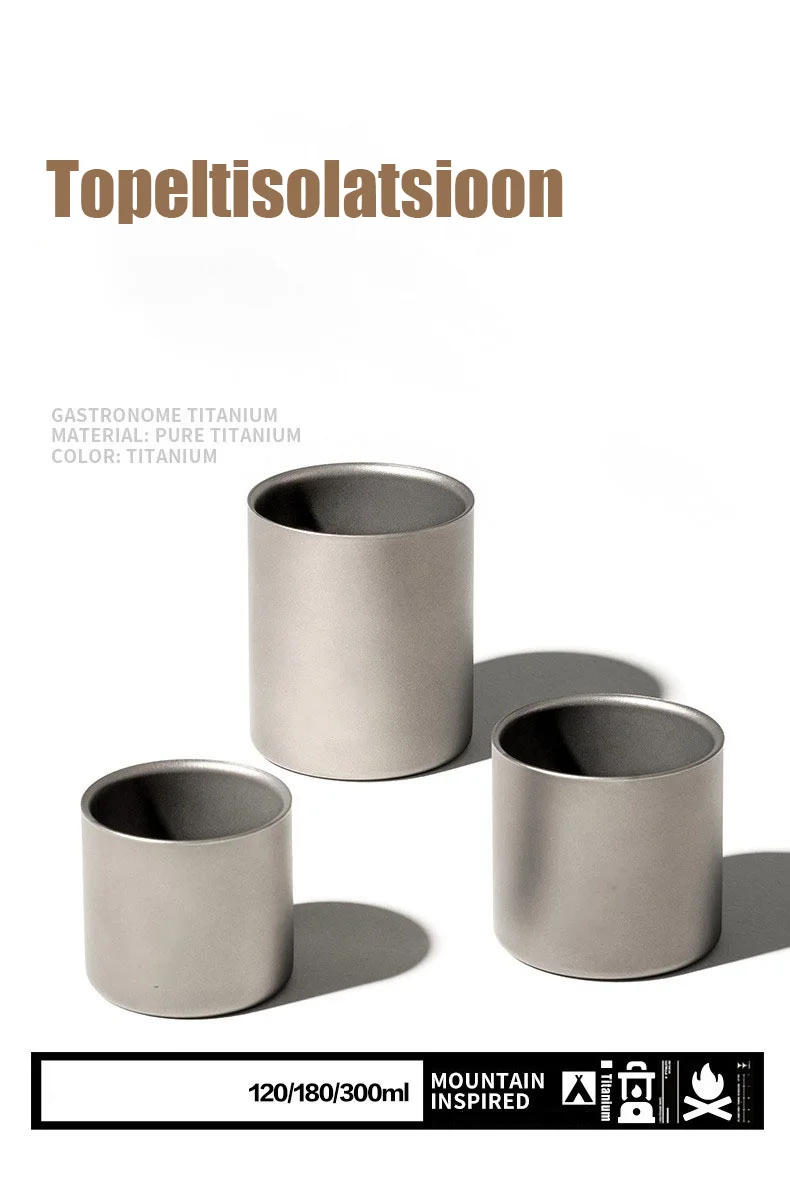 Description Picture 2 of itemTitanium Travel Cup Camping Mug Outdoor 3 in 1 Double Walled Foldable Tableware Lightweight Cookware Coffee Tea Water Drinkware