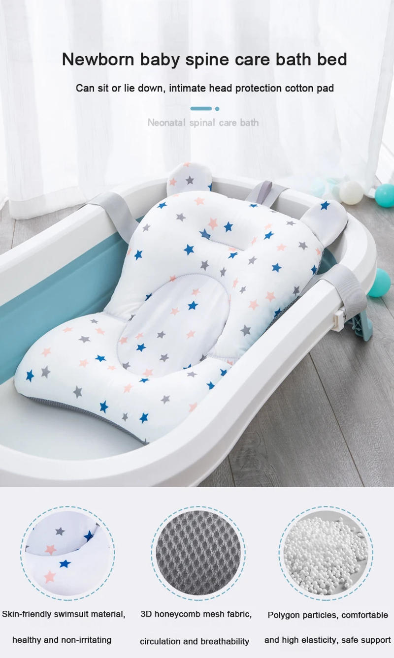 Description Picture 3 of itemBaby Bath Seat Support Mat Infant Anti-Slip Soft Comfort Body Cushion Foldable Baby Bath Tub Pad Chair Newborn Bathtub Pillow