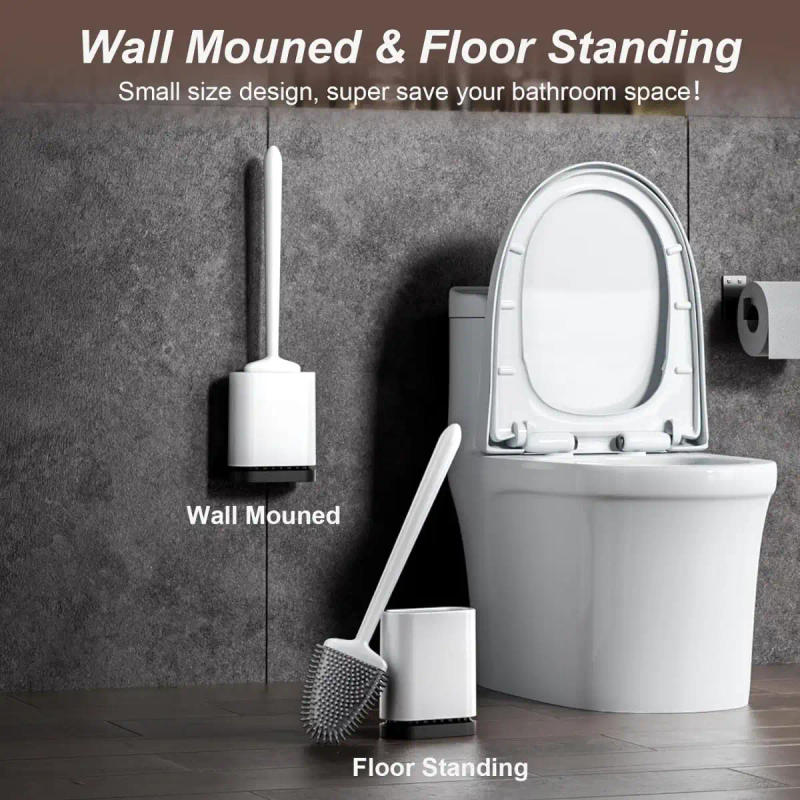 Description Picture 6 of itemToilet Brush and Holder Set - Flexible Toilet Bowl Brush Head with Silicone Bristles, Compact Size (1 Pack, White)