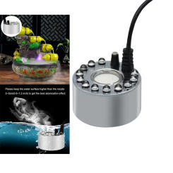 Mist Maker Fogger With 12 Led Bulbs, Portable Mini Fog Atomizer Air Humidifier For Water Fountain Pond Rockery