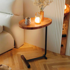 C Shaped Bedside Mobile Coffee Table Coffee Tea Sofa End Couch Table Metal Frame Mobile Minimalist Mini Corner Storage Rack