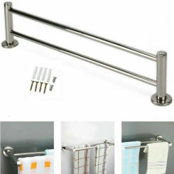 40/50cm Single/Double Bars Towel Rack Bathroom Bar Wall-Mounted Towel Shelf