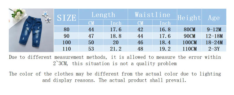 Description Picture 2 of itemChildren's Jeans Children's Clothing Autumn New Style Girls' Versatile Straight Tube Hole Casual Korean Style Boys' Pants