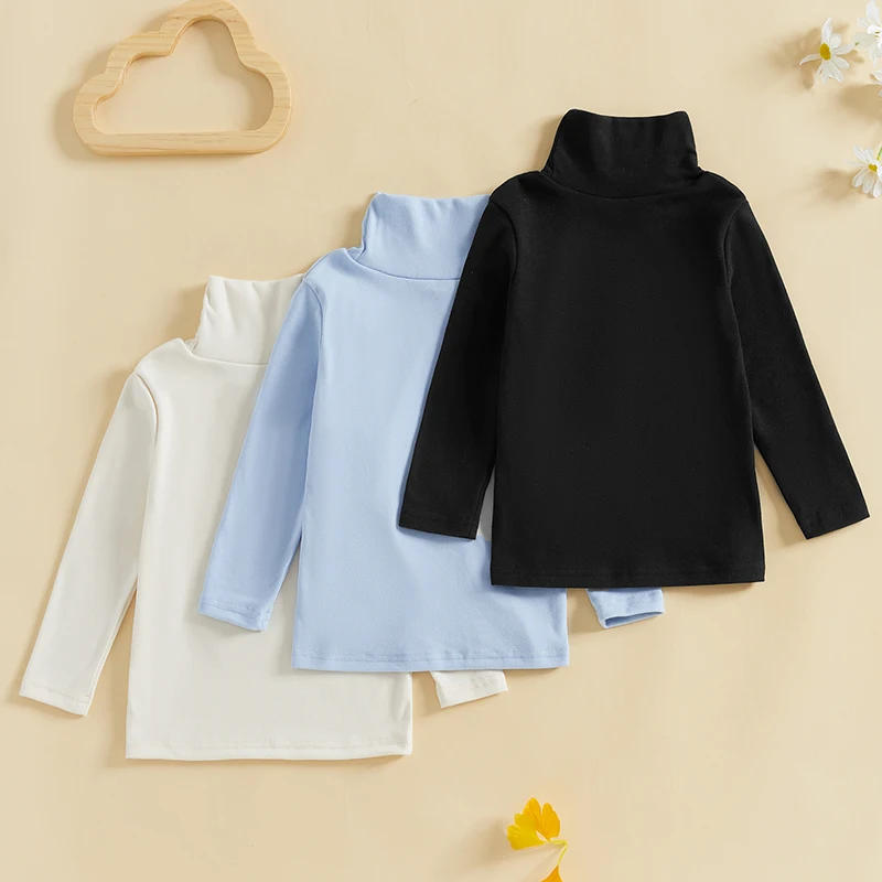 Description Picture 3 of itemKids Girls T-shirt Long Sleeve Turtleneck Solid Fall Tops Clothes for Casual Daily