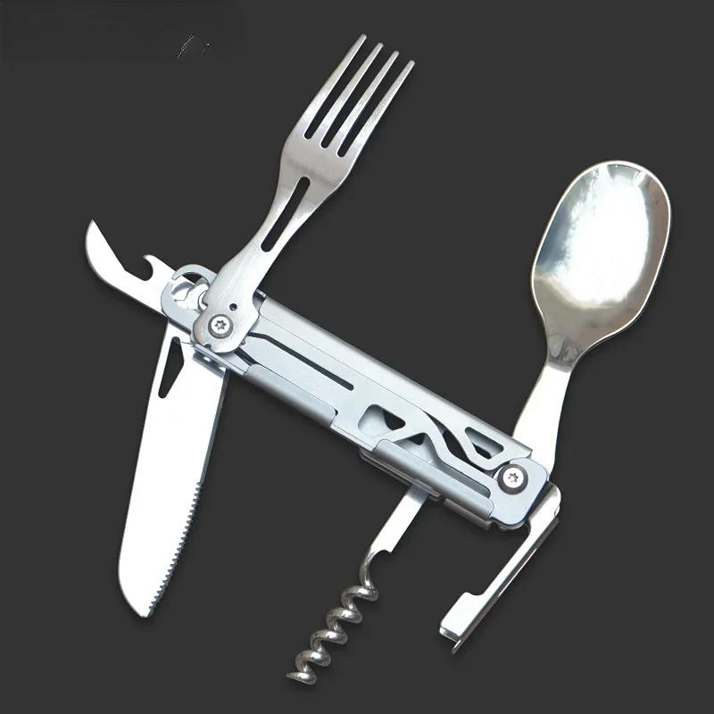 Description Picture 3 of itemFolding Camping Cutlery Multi-function Portable Tableware Knife Fork Spoon Bottle Opener Outdoor Cutlery Camping Equipment