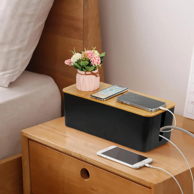 Description Picture 3 of itemCable Storage Box Wooden Power Line Storage Case Dustproof Charger Socket Organizer Wire Case Home Cable Winder Organizer