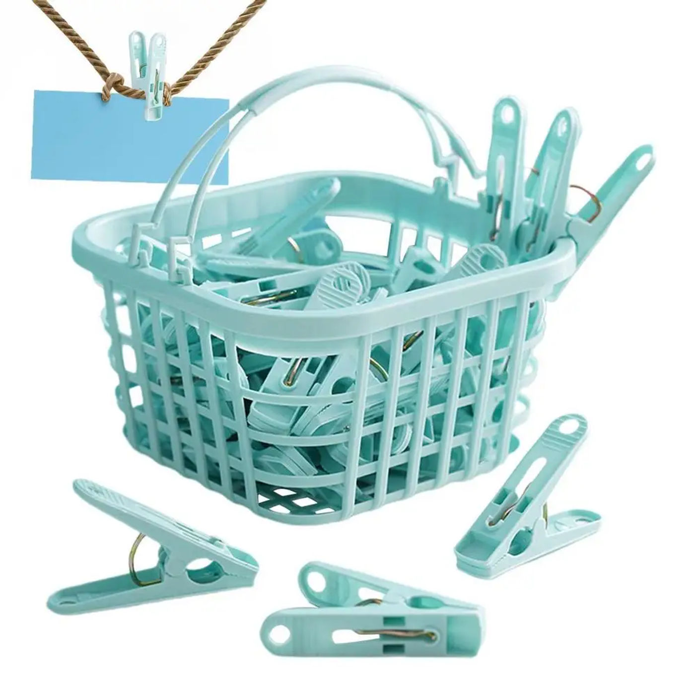 Description Picture 6 of item30Pcs Plastic Clothes Pegs Laundry Clothespin Clothes Pins Storage Organizer Quilt Towel Clips Spring With Basket Portable