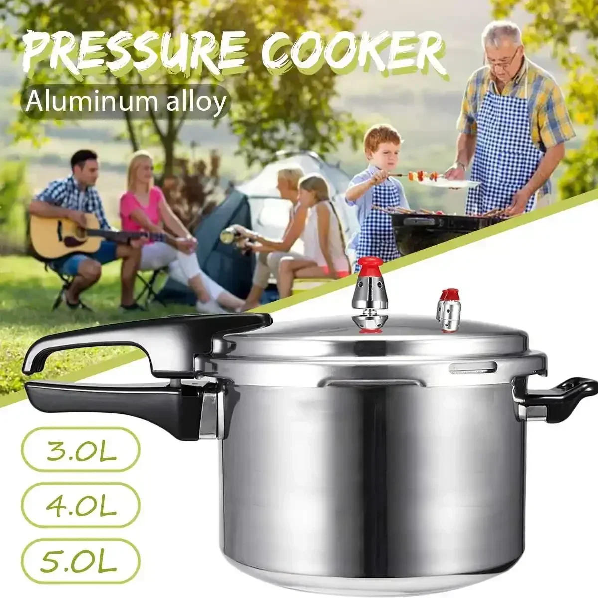Description Picture 2 of item3/4/5L Aluminium Alloy Kitchen Pressure Cooker Gas Stove Cooking Energy-saving Safety Protection Outdoor Camping Cookware