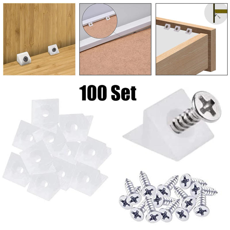 Description Picture 4 of item100 X Repair Fixing Drawer Chest Bottom Sagging Support Mending Wedge Screw Home Hardware Bracket 15*13*9mm Bevel Plate Support