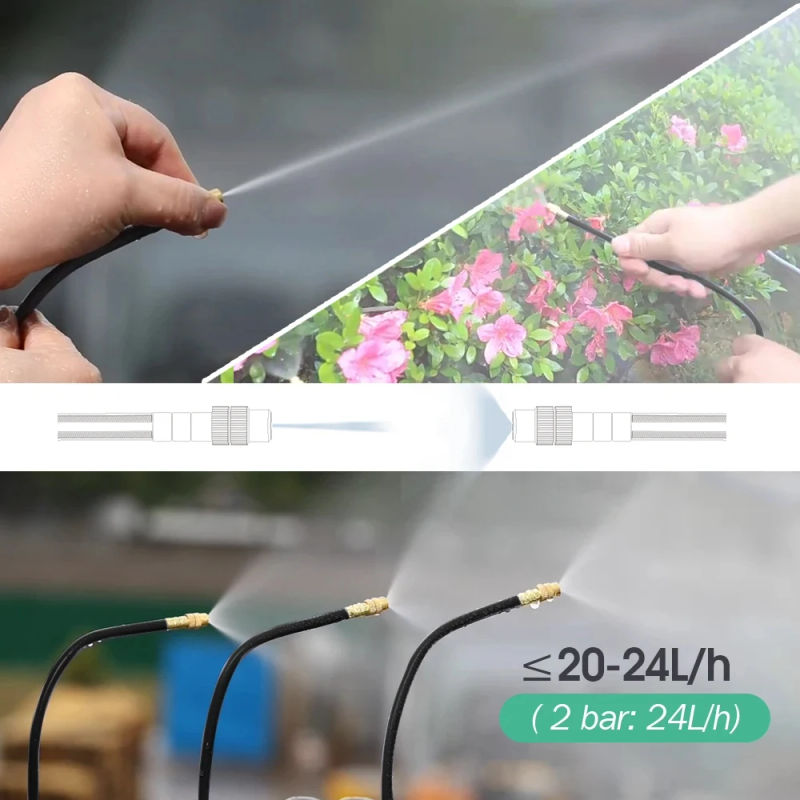 Description Picture 6 of item20-5m 3/8" 9/12mm Misting Cooling System 360° Free-bend Brass Nozzle Adjustable Atomizer Sprayer Garden Irrigation 80mesh Filter