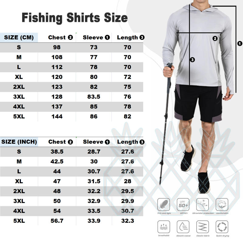 Description Picture 2 of itemFishing Shirt Summer Performance Fishing Clothing Men's Long Sleeve Uv Protection Mask Fishing Hooded Shirts Upf 50+ T-shirt