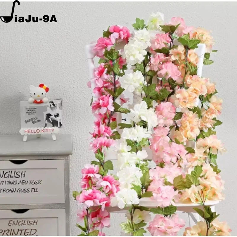 Description Picture 3 of itemPink Sakura Artificial Flowers Garland Cherry Blossoms Vines Garden Arch Decor Fake Flower Garland Wedding Party Home Decoration