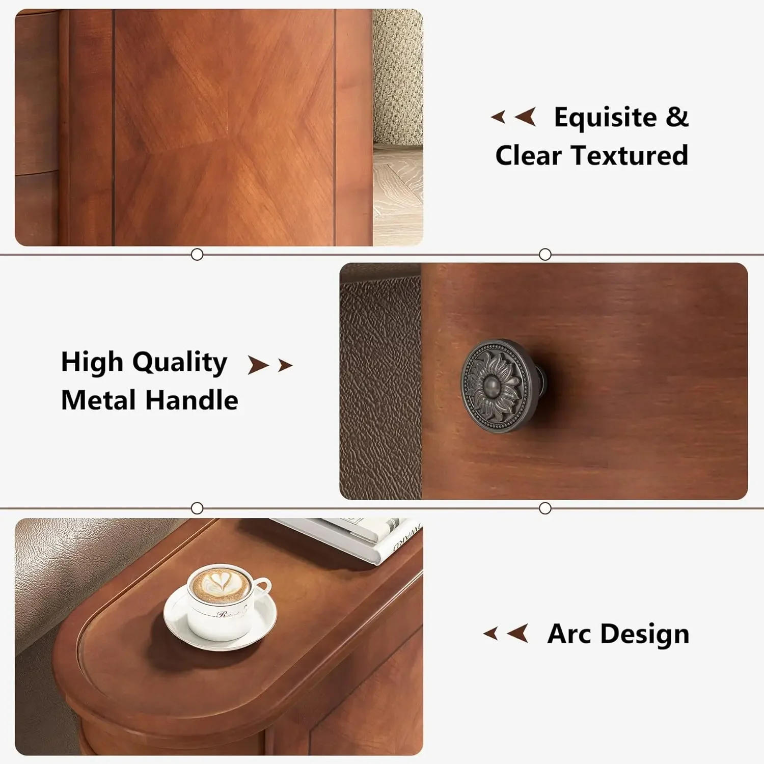 Description Picture 6 of itemTable Set of 2 No Assembly Required Wood End Table with 2 Drawers Sofa Side Table for Living Room Vintage Slim Nightstand