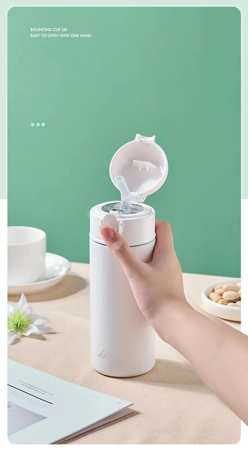 Description Picture 4 of itemGIANXI Bouncing Straw Thermos Cup Stainless Steel Termos Water Bottle Simple Ins Style Portable Insulated Cups Drinkware