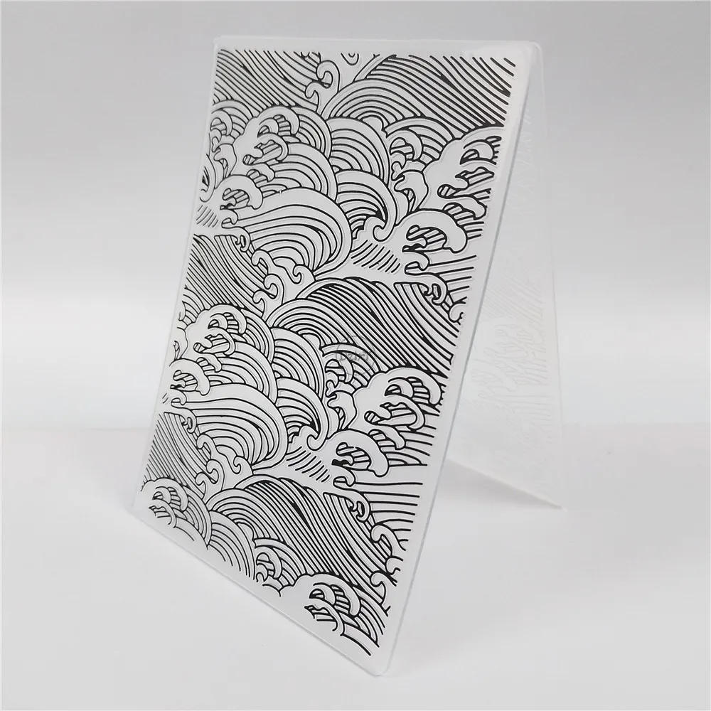 Description Picture 5 of item2023 NEW Waves Background Embossing Folders for Scrapbooking Paper Album Cards Making Supplies 3D Plastic Stencils Crafts