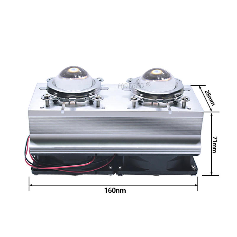 Description Picture 4 of itemLED Heatsink Aluminium Cooling Radiator + 60 /120 Degrees 44mm Lenes + Reflector + Bracket 12V Fans For 20W 30W50W 100W Chip COB