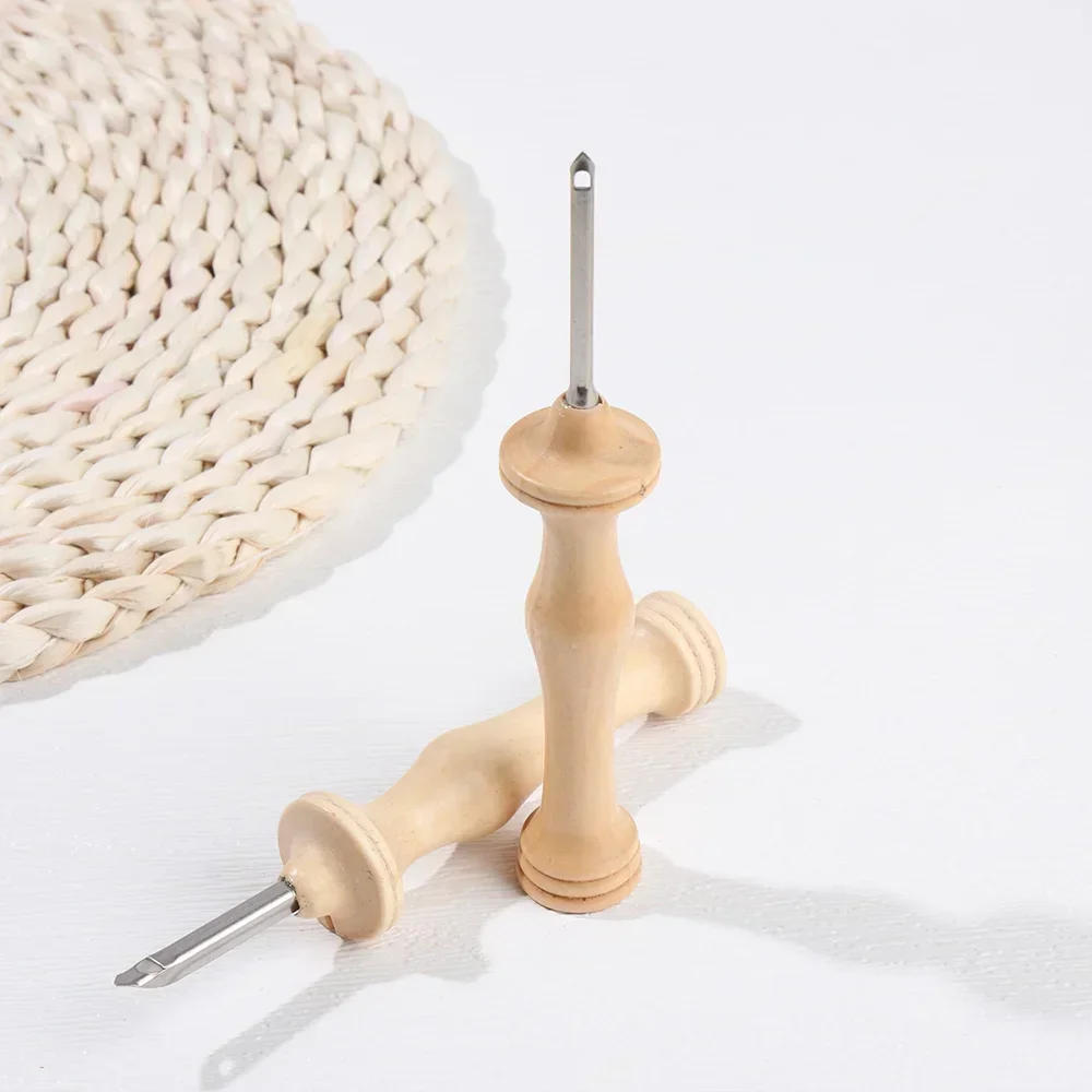 Description Picture 6 of itemDIY Knitting Embroidery Pen Replaceable Head Side Slit Weaving Felting Craft Punch Needle Threader Wooden Handle Sewing Tools