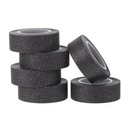 6 Rolls Decorate Stickers Black Washi Tape Scrapbook Photo Album Paper Glitter DIY Craft Child