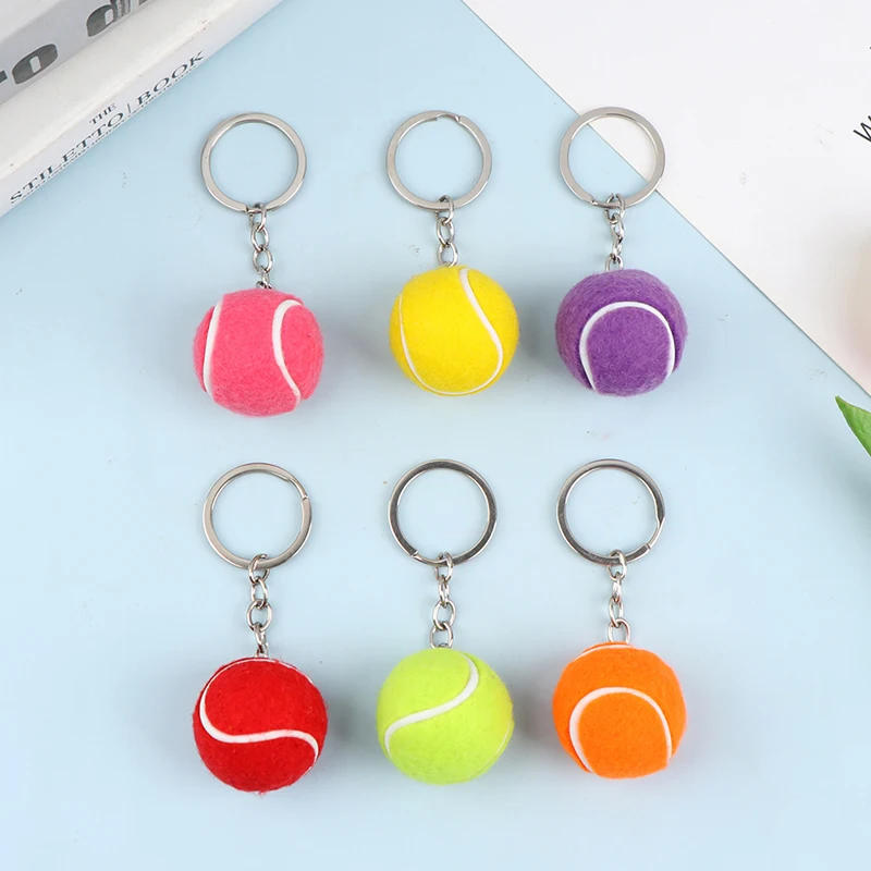 Description Picture 2 of item1PC Tennis Ball Key Chain Metal Keychain Car Key Chain Key Ring sports chain pendant Sport Ball Club Souvenir Teenager Fan Gift
