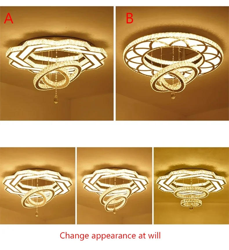 Description Picture 3 of itemNew Luxury Crystal Chandelier Modern Living Room Chandelier Dining Room Bedroom Ceiling Light Home Decoration Lighting Fixtures