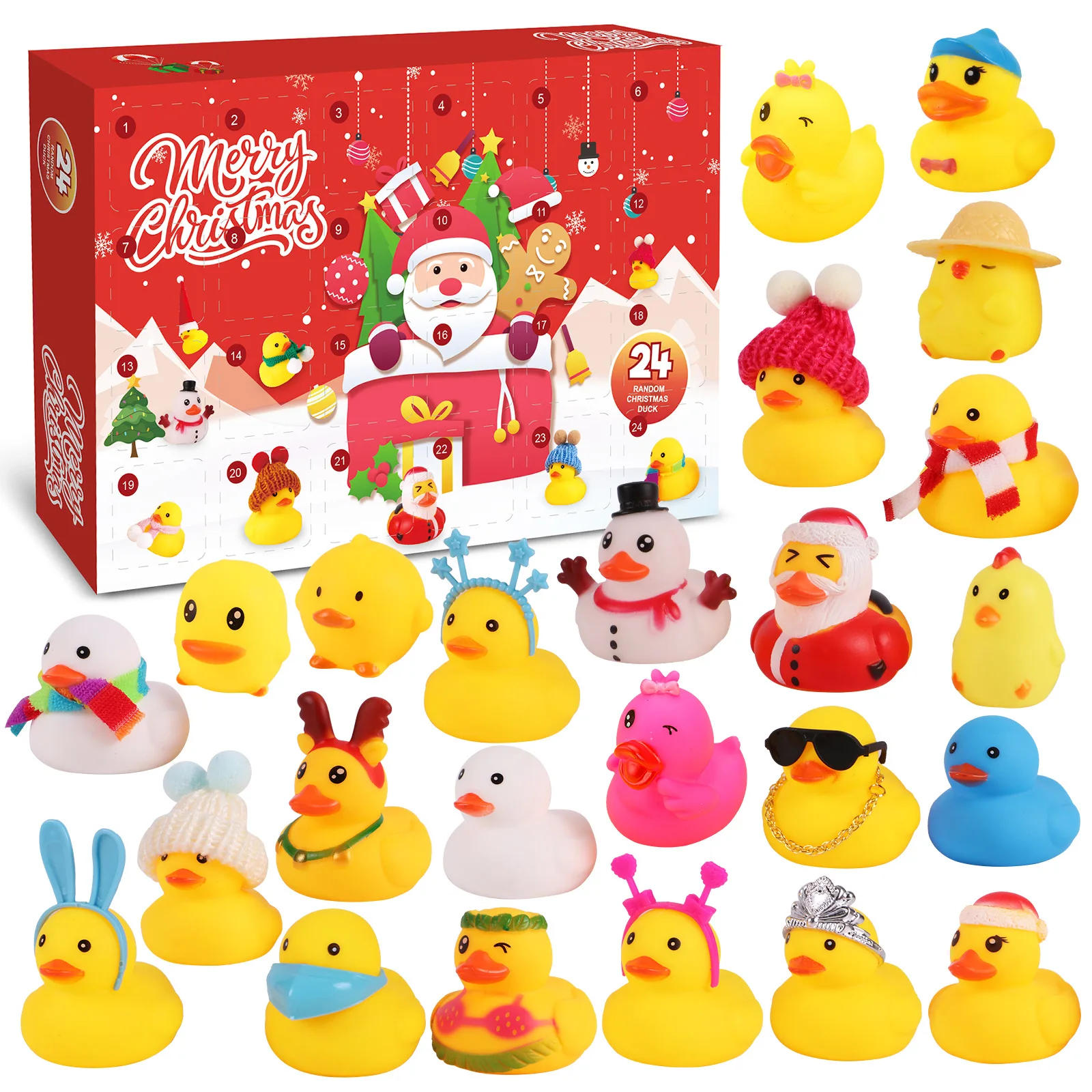 Description Picture 2 of item2024 Advent Calendar 24 Rubber Ducks Toy for kids Christmas 24 Days Countdown Fun Toys Gifts For Kids Xmas Party Favor Gifts