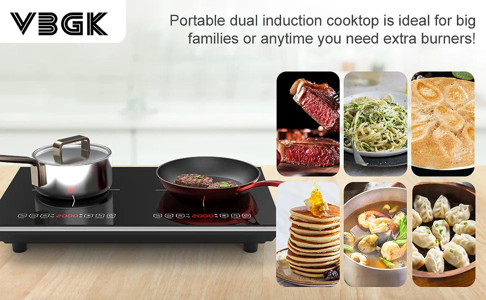 Description Picture 4 of itemDouble Induction Cooktop, 110V 4000W Electric cooktop,Hot Plate LED Sensor Touch Energy-Saving Portable Induction Cooktop with C