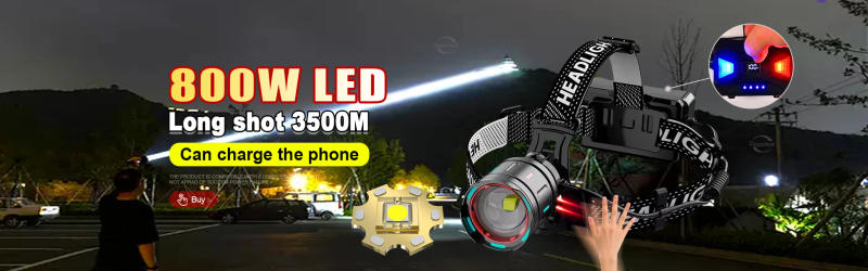 Description Picture 2 of item1000000LM 800W Powerful LED Headlamp 18650 Headlight Recharge Head Flashlight Long Range Spotlight Head Lantern For Fishing