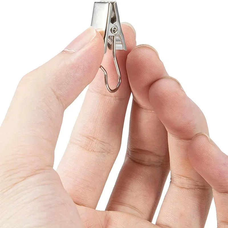 Description Picture 3 of itemStainless Steel Curtain Clip Holder Accessories Buckle Shower Curtain Bed Curtain Rod Hanging Hook Ring Clip Metal Opening Clip