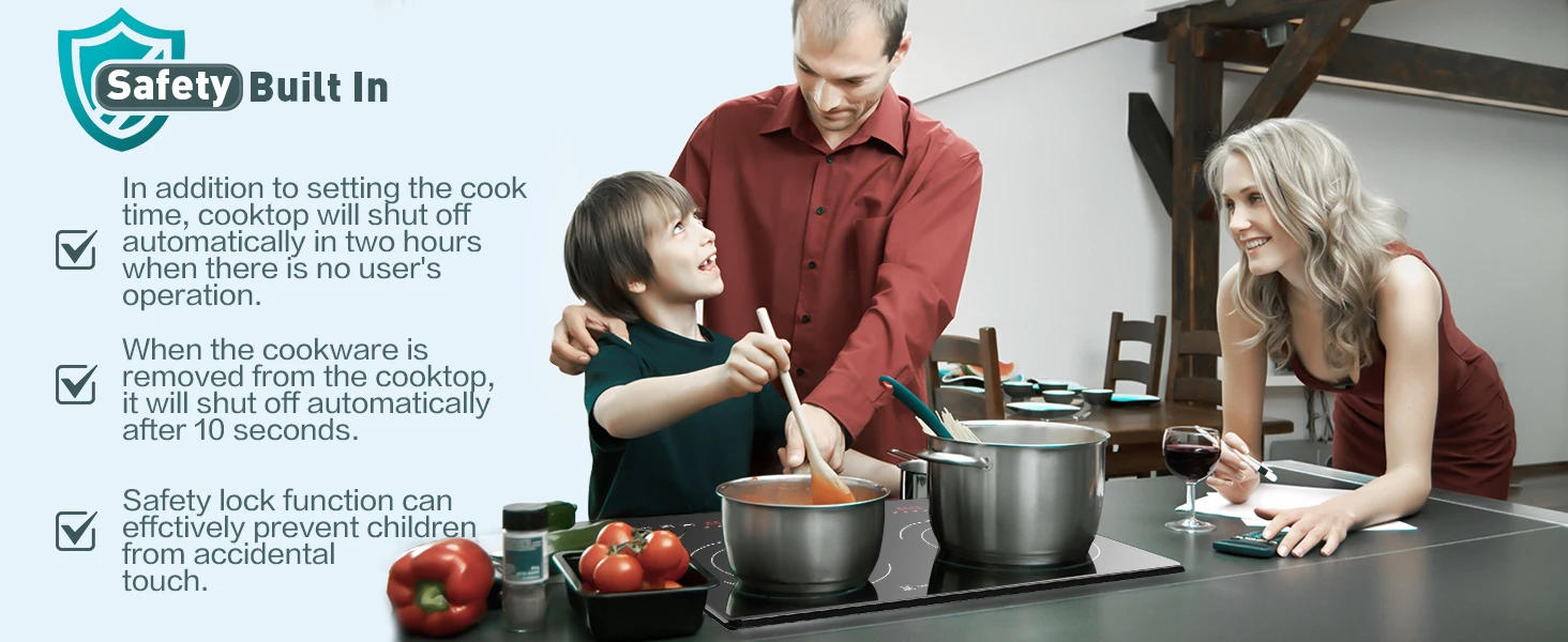 Description Picture 3 of itemHorizontal Electric Stove, Built-In Induction Cooker, 1800W Sensor Touch Electric Cooktop, 18 Power Levels, Timer, Safety Lock,