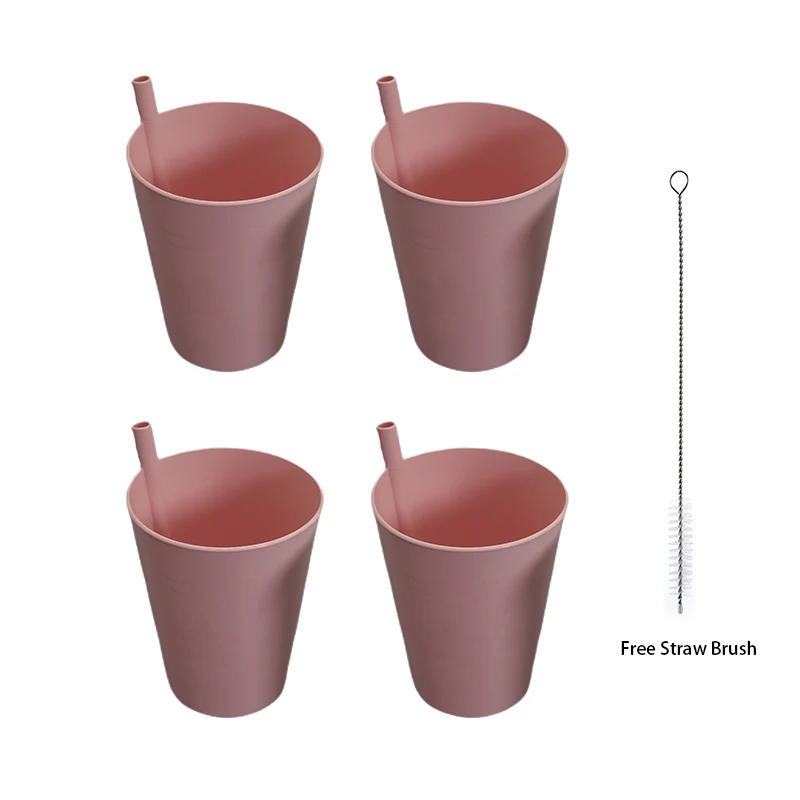 Description Picture 6 of itemSet of 4 Built-in Straw Tumbler Plastic Sippy Drinking Cup for Children and Adults, Dishwasher and Microwave Safe
