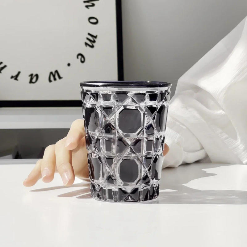 Description Picture 6 of item1pc 320ml Crystal Whisky Glass Cup Plaid Handmade Engraving Colorful Brandy Wine Glass Spirit Glass Tumbler