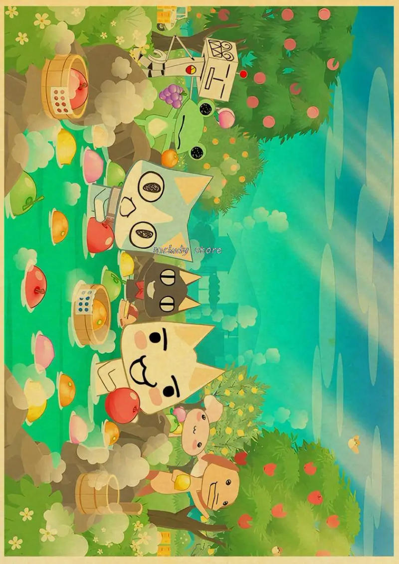 Description Picture 6 of itemInoue toro CUTE Cat Poster Home Room Decoration Kraft Paper Poster Game Drawing Wall Art Good Quality Wall Stickers