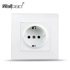 Wallpad White Round Conner White Acrylic Panel EU Standard Wall Electrical Power Socket