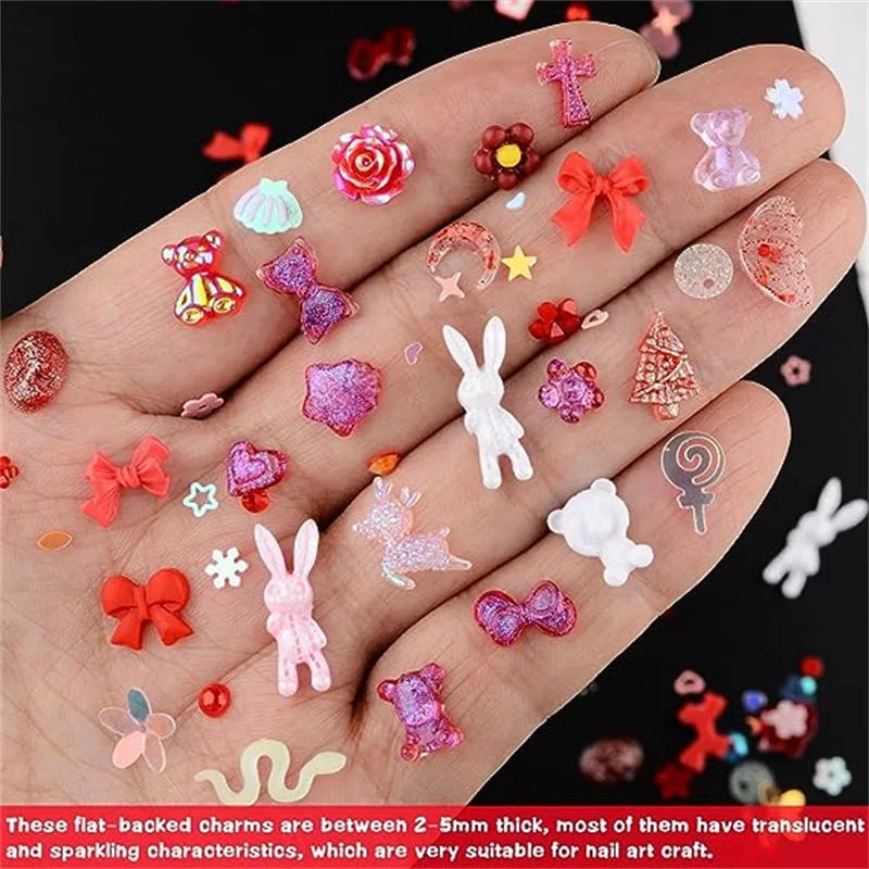 Description Picture 6 of item50pcs Kawaii Resin Nail Charms Rhinestones Candy Colors Cartoon Nail Art Decorations Press on Nails Supplies Accessories Jewelry