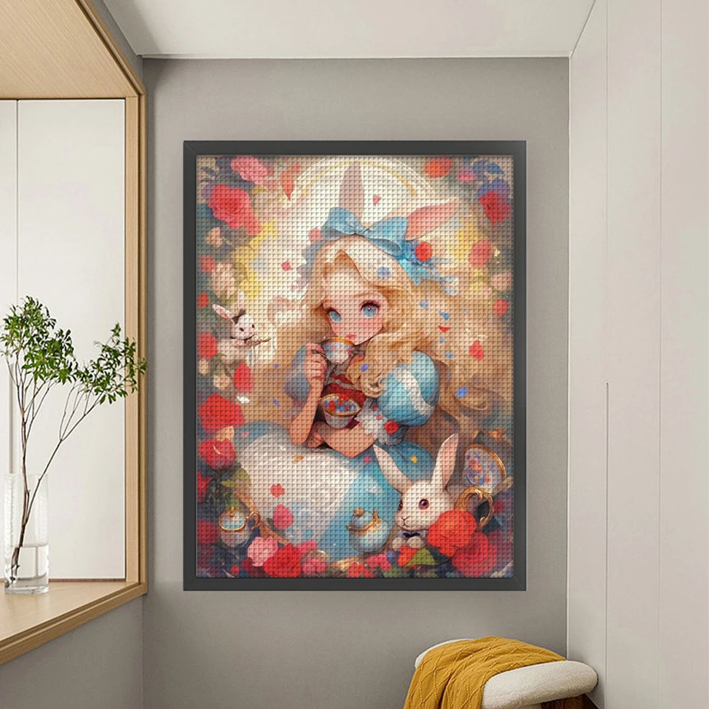 Description Picture 5 of itemNew Full Embroidery Eco-cotton Thread 11CT Sweet Bunny Girl Cross Stitch Kit Home Decor Painting Embroidery Set 50*65cm