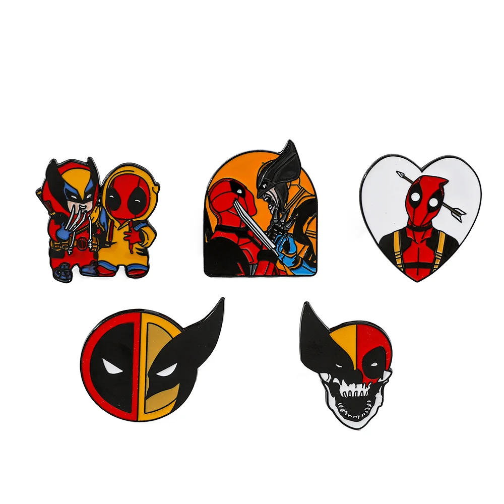 Description Picture 2 of itemSET Brooch Deadpool & Wolverine Metal Brooch Decoration  Anime Kawaii Funny Personality DIY Badge Pin Accessories Birthday Gifts