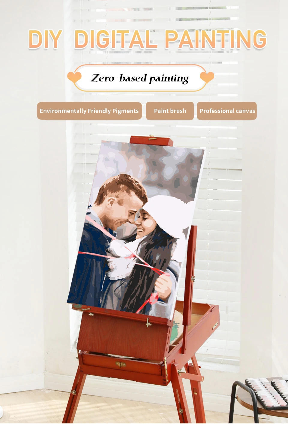 Description Picture 2 of itemPaint By Numbers Photo Custom DIY Oil Kits Drawing Canvas Christmas Wedding Gift Paint Coloring By Numbers