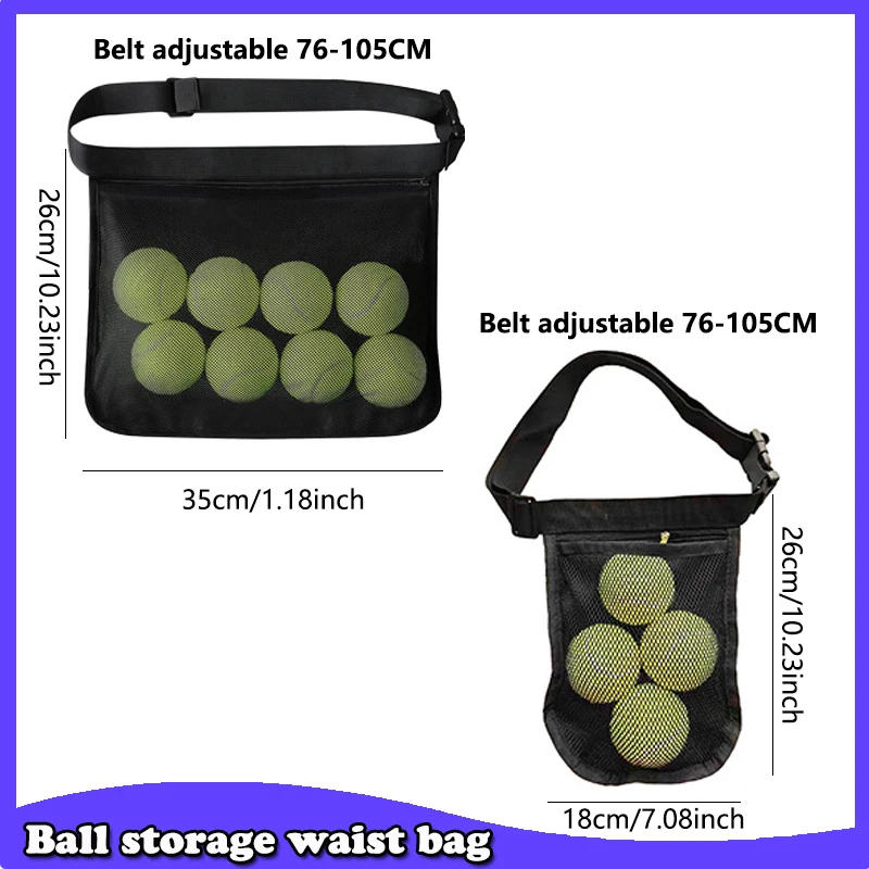 Description Picture 6 of itemTennis Ball Holder Adjustable Tennis Ball Waist Bag Sweatproof Mesh Cloth Ball Pouch Pickleball Training Holding Bag Accessory