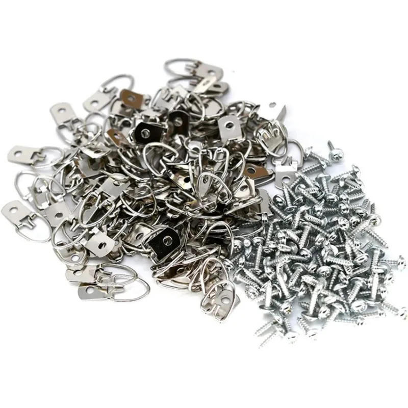 Description Picture 6 of item100Pcs Triangle  Silver  D-Ring Hanging Oil Painting Mirror Picture Frame Hanger Art Work Photo Wall Hook with Screw