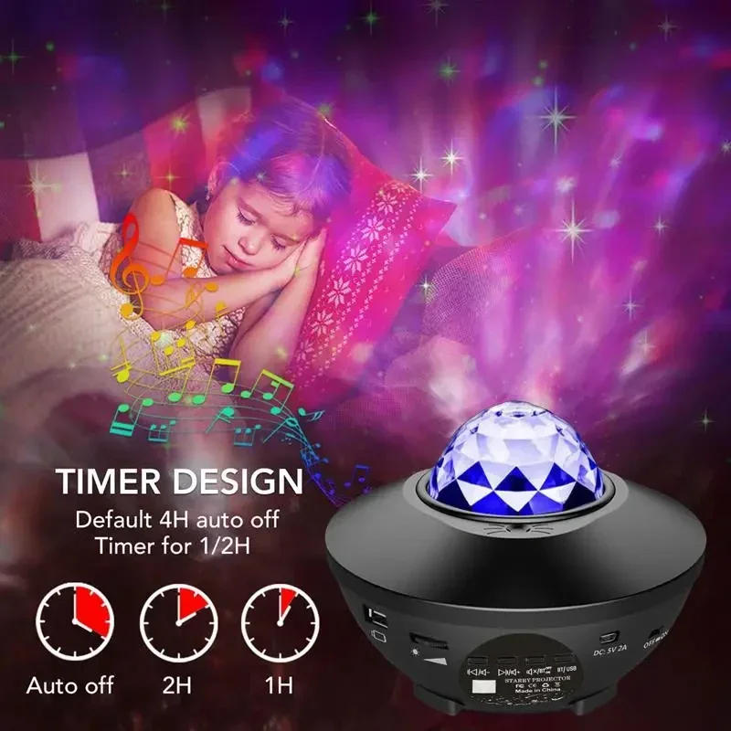 Description Picture 4 of itemUsb Projector Galaxy Night Light with Ocean Wave Music Speaker Sky Room Decoration Light Projector for Bedroom Decoration Lamps