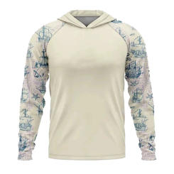 Men's Sun Protection Hooded T-shirts UPF 50+ Long Sleeve Quick Dry Breathable Hiking Go Fishing Shirts UV-Proof