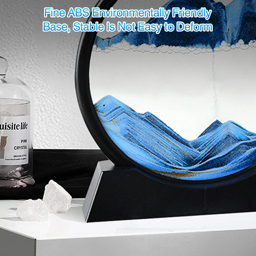 Description Picture 5 of itemMoving Sand Art Picture Round Glass 3D Hourglass Deep Sea Sandscape In Motion Display Flowing Sand Frame 7/12inch For home Decor