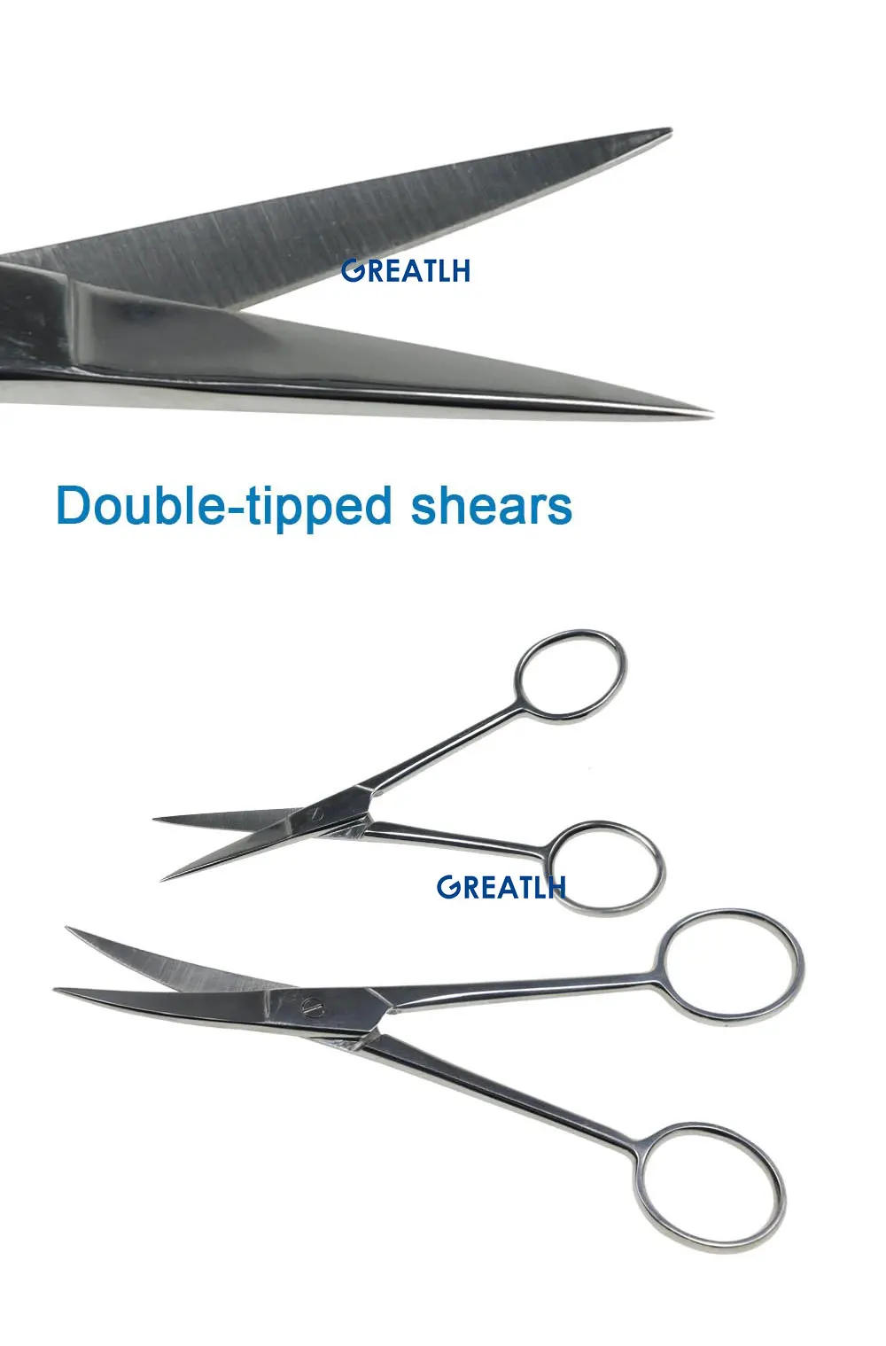 Description Picture 3 of item11cm/14cm Surgical Scissors Stainless Steel Double Tipped Scissors Dissecting Scissors Straight Curved Head Surgical Tool
