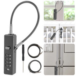 Cable Locks with Combination 3 Different Length Steel Cable Rope 4-Digit Combination Lock with Resettable Code for File Cabinets