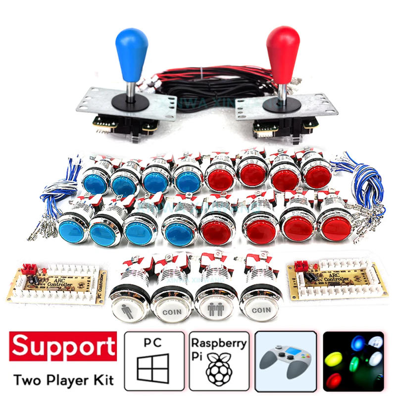 Description Picture 5 of itemZero Delay Arcade Joystick Diy Kit Usb Board For Pc Raspberry Pi Game Machine Controller Chrome Illuminated Button Coin Switch