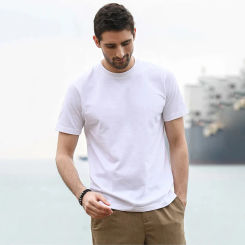 Plus Size Solid Color Tops Men Short Sleeves Cotton T-shirt Summer Loose Breathable O-Neck Undershirts Sweat-absorbent Underwear