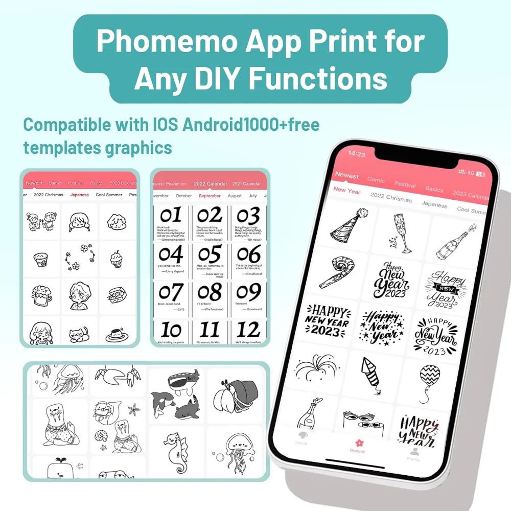 Description Picture 3 of itemPortable Printer Phomemo M02S Thermal Mini Printer 300dpi Inkless Pocket Printer Compatible 15/25/53mm Sizes Self-Adhesive Paper